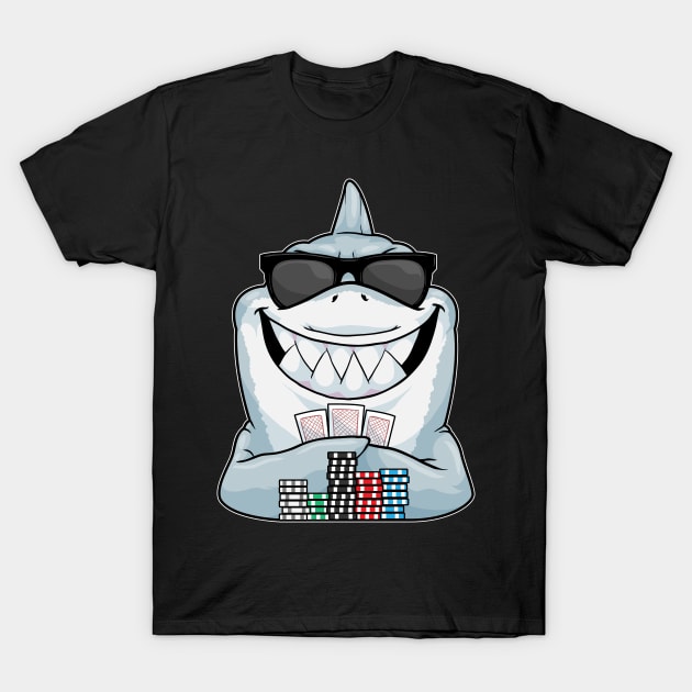 Shark Poker Poker chips Sunglasses T-Shirt by Markus Schnabel